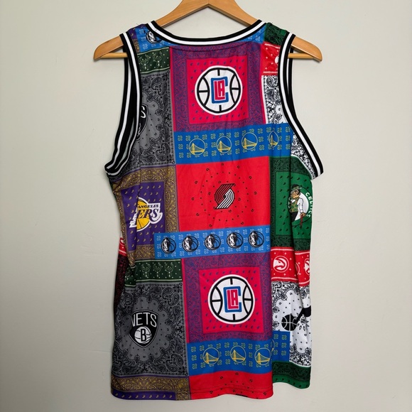 NBA Basketball Jersey Bandana Patchwork Team Logos Colorful-Men's Size Medium - Picture 5 of 5